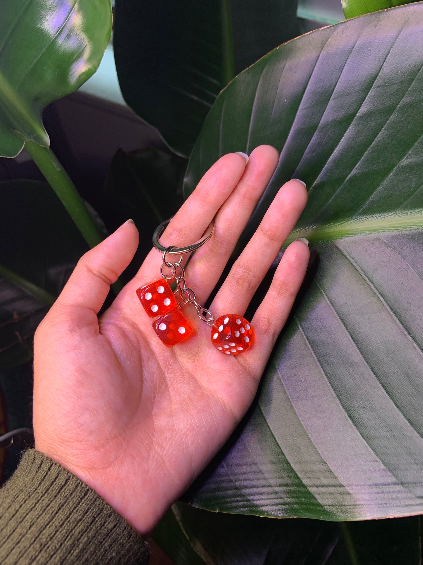 Red Resin Dice Keychain