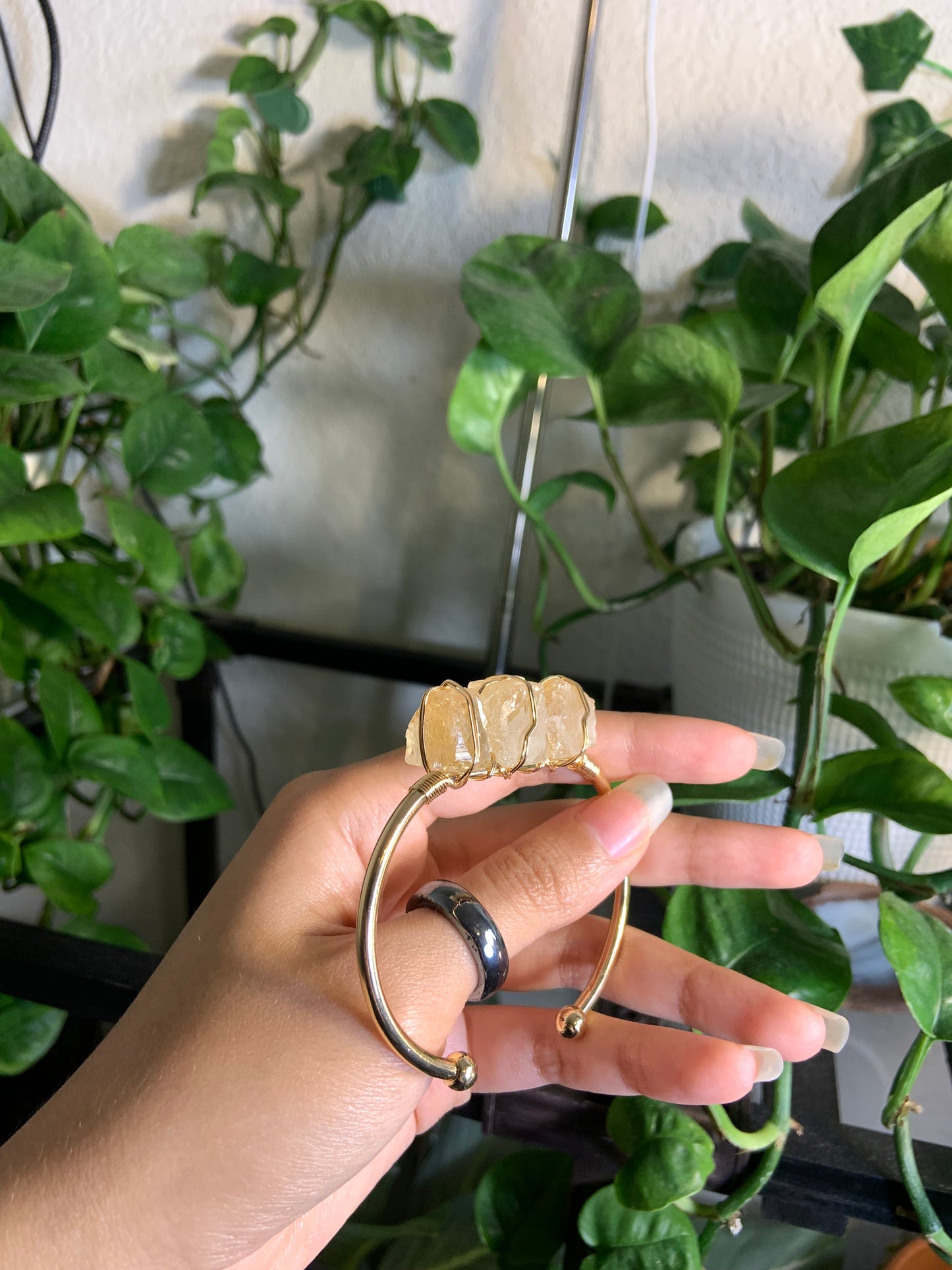 Raw wire wrapped citrine bracelet