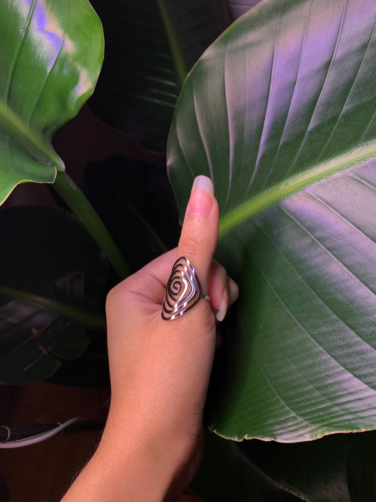 Large Silver Spiral Ring