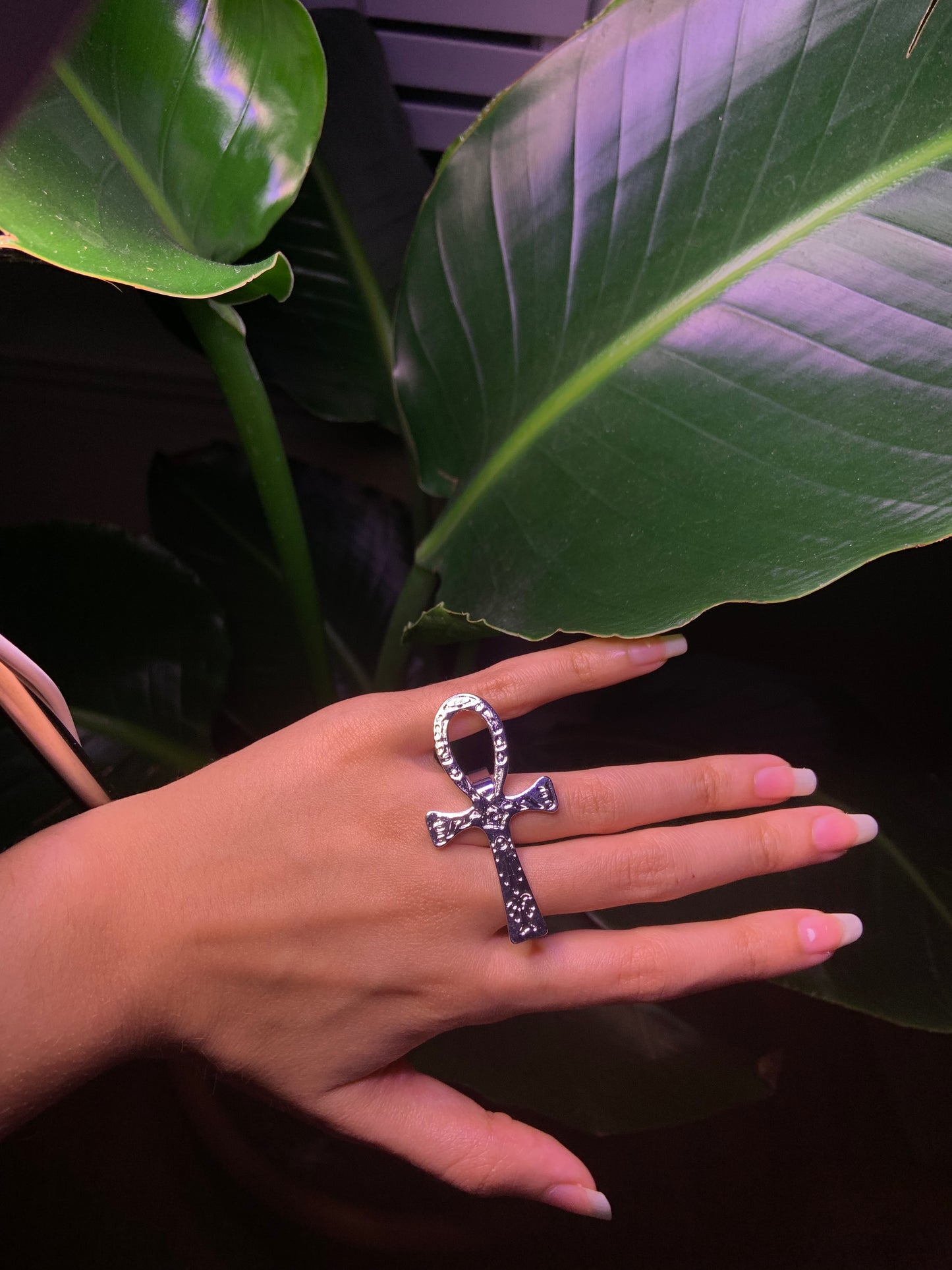 Large Silver Ankh Ring