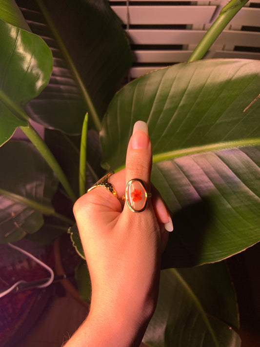 18k Gold plated flower ring encased in resin