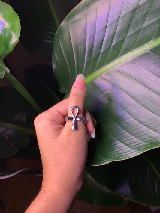 Large Silver Ankh Ring