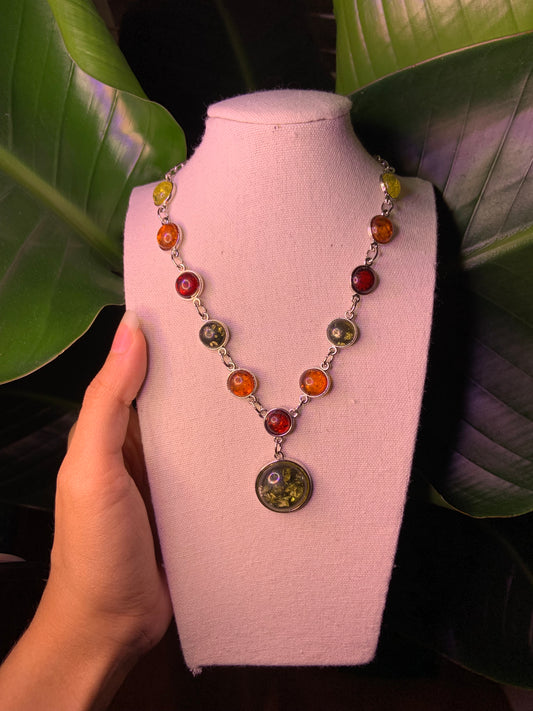 Unique Colorful Silver Necklace