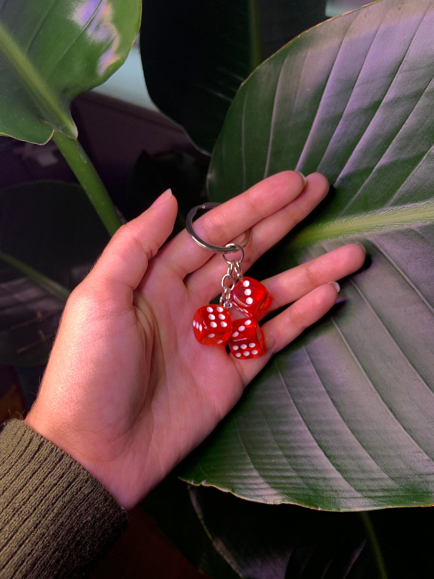 Red Resin Dice Keychain