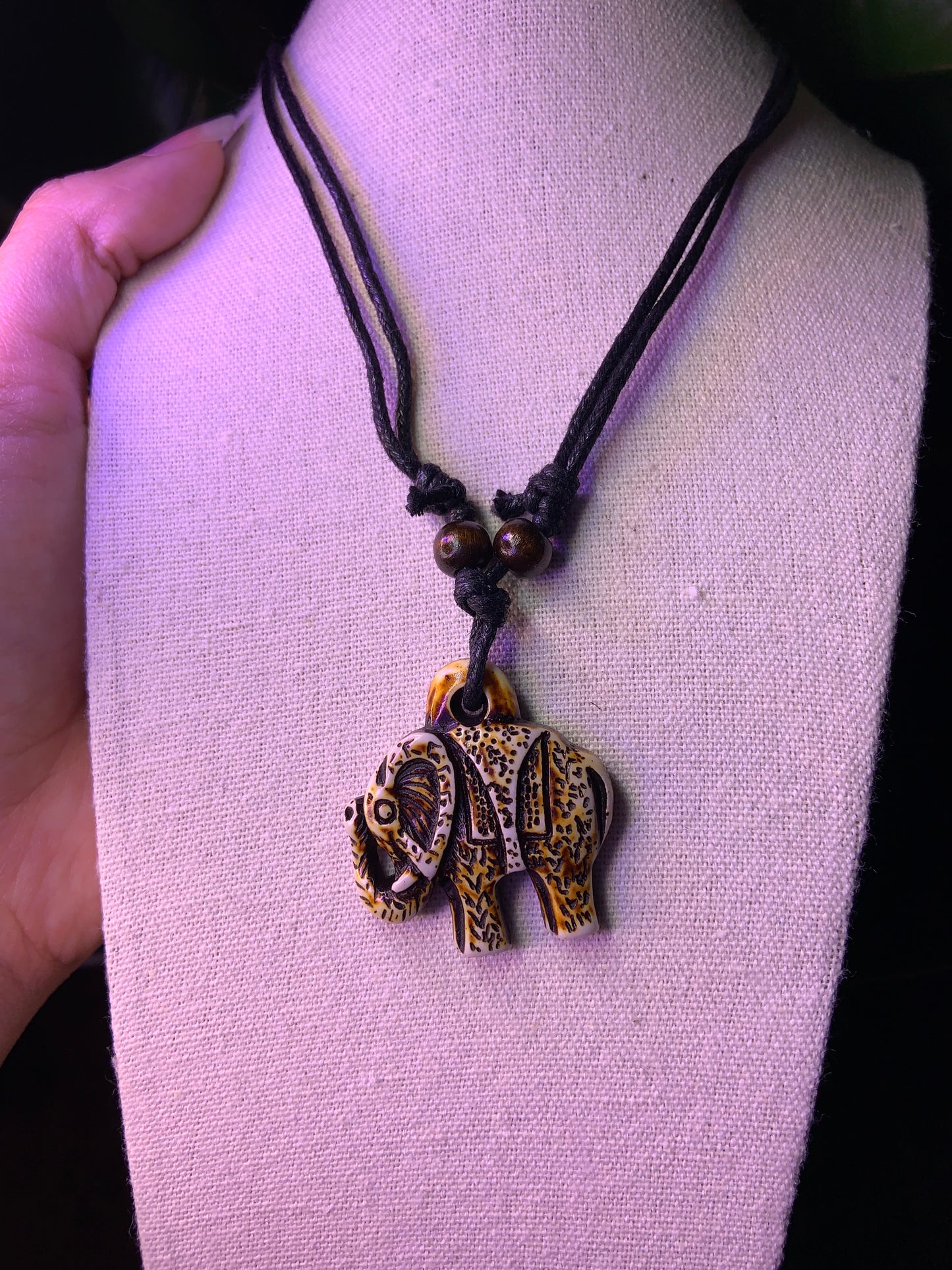 Carved Elephant Necklace