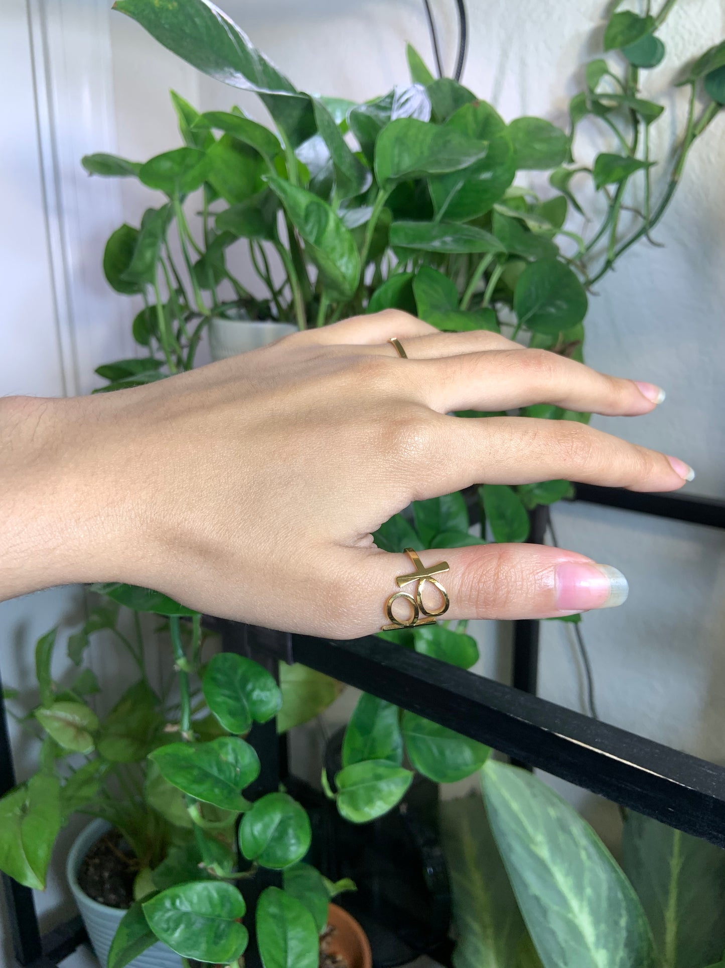 Dainty wrap around ankh ring