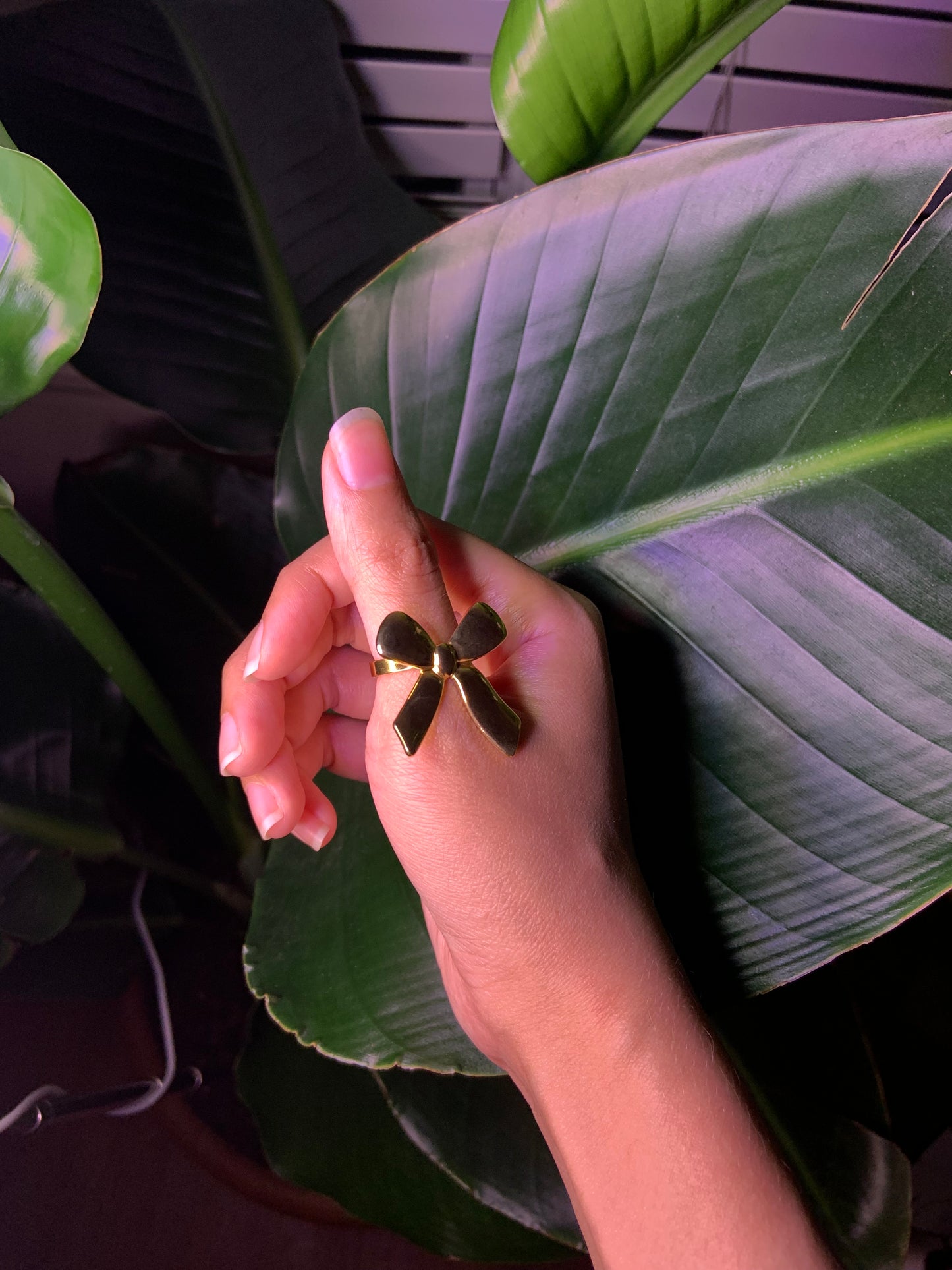 Large Gold Plated Bow Ring