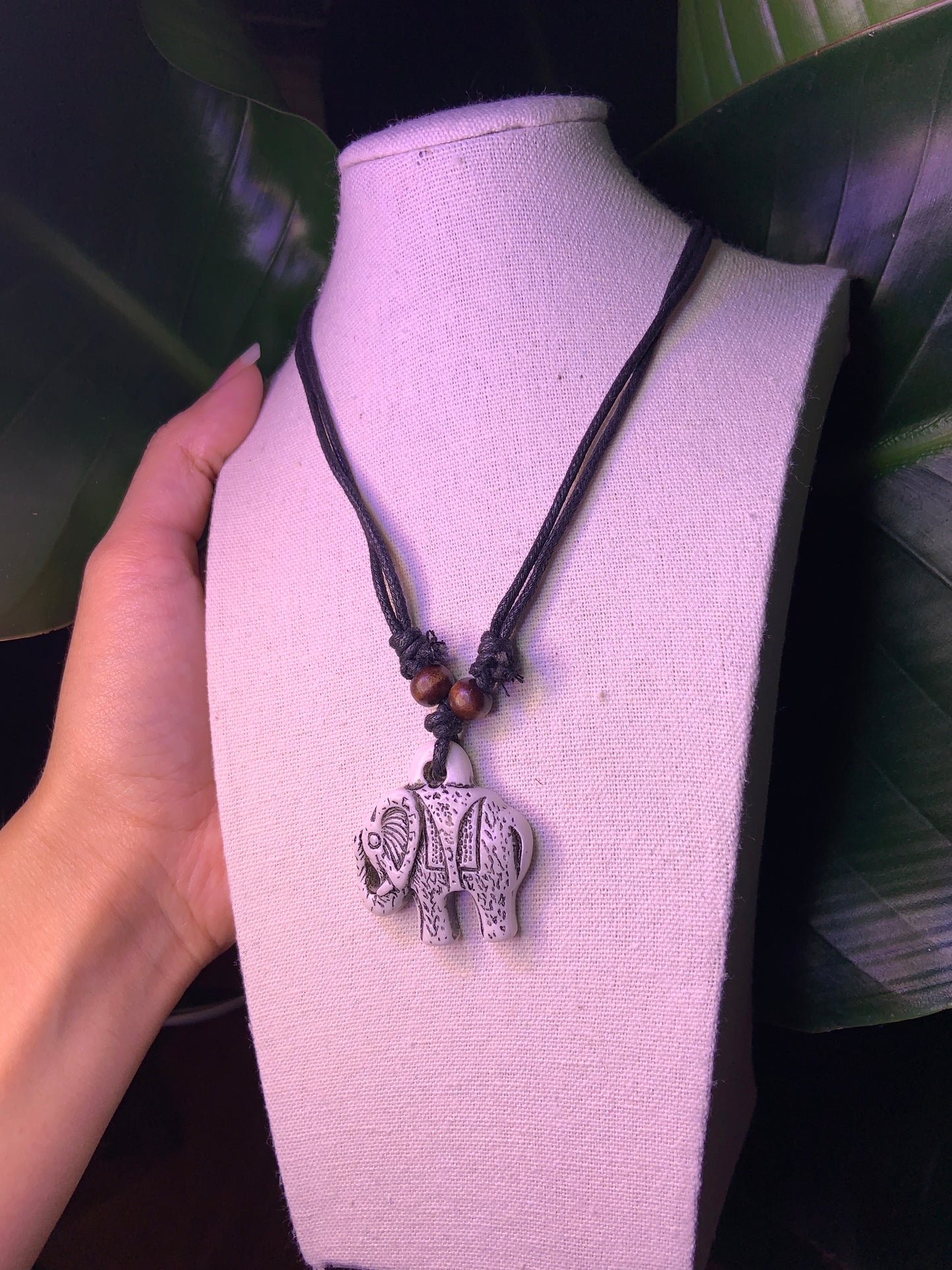 Carved Elephant Necklace