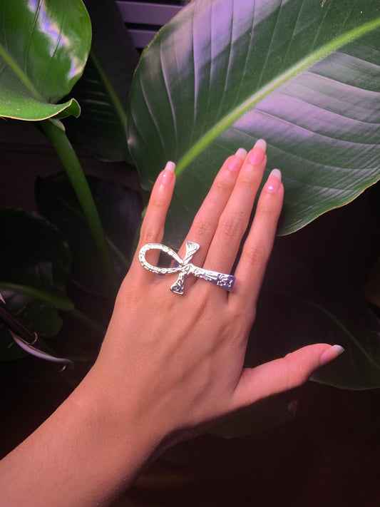 Large Silver Ankh Ring