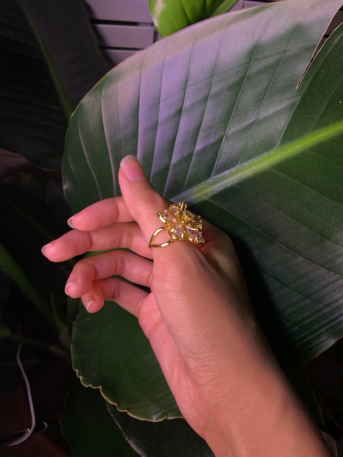 Large Gold Flower Ring