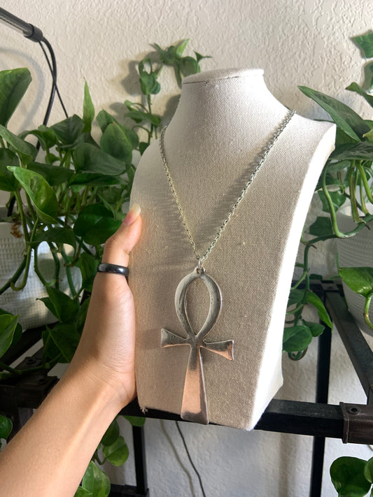 Large Silver ankh necklace