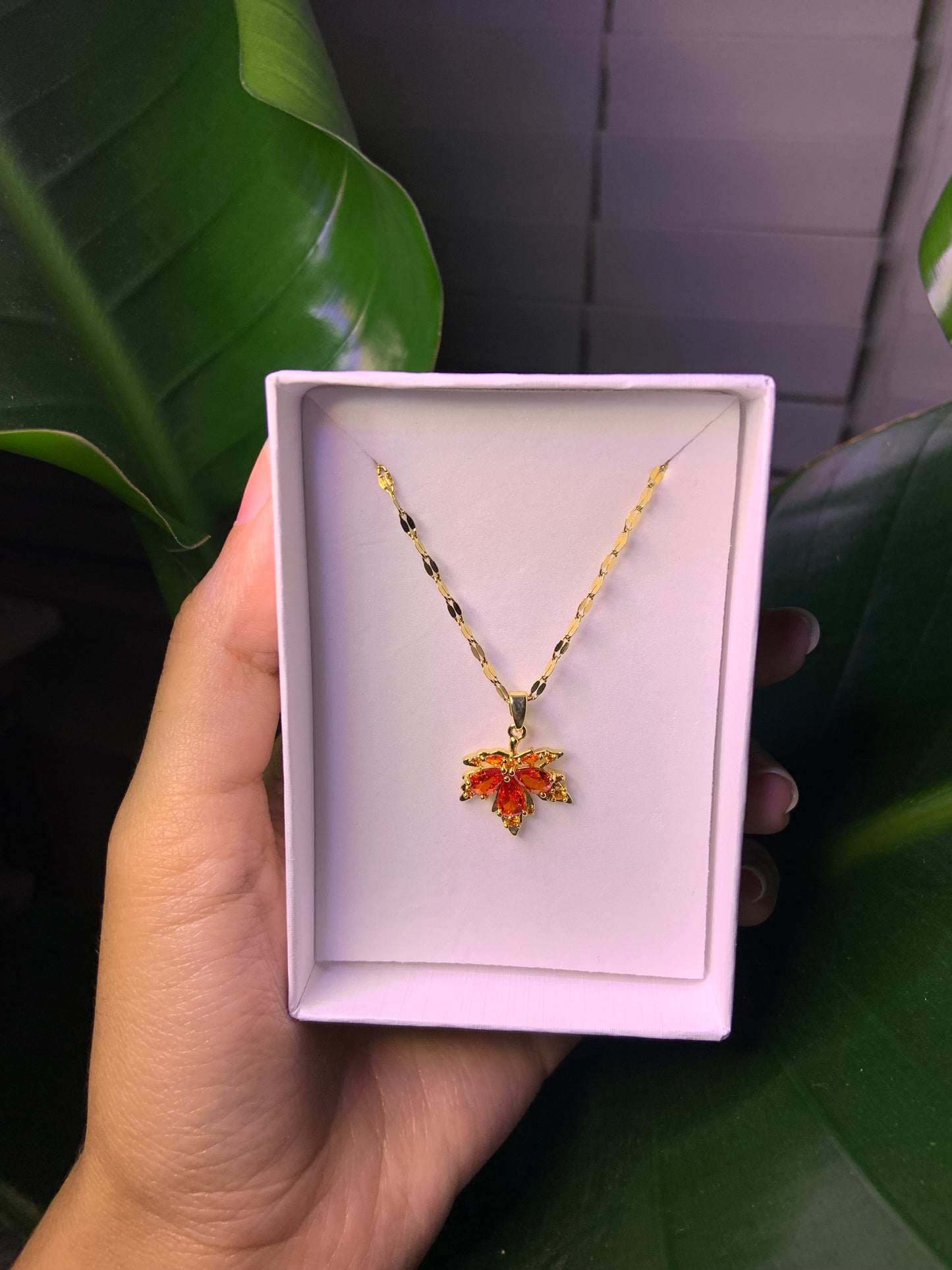 Gold Plated Autumn Leaf Necklace