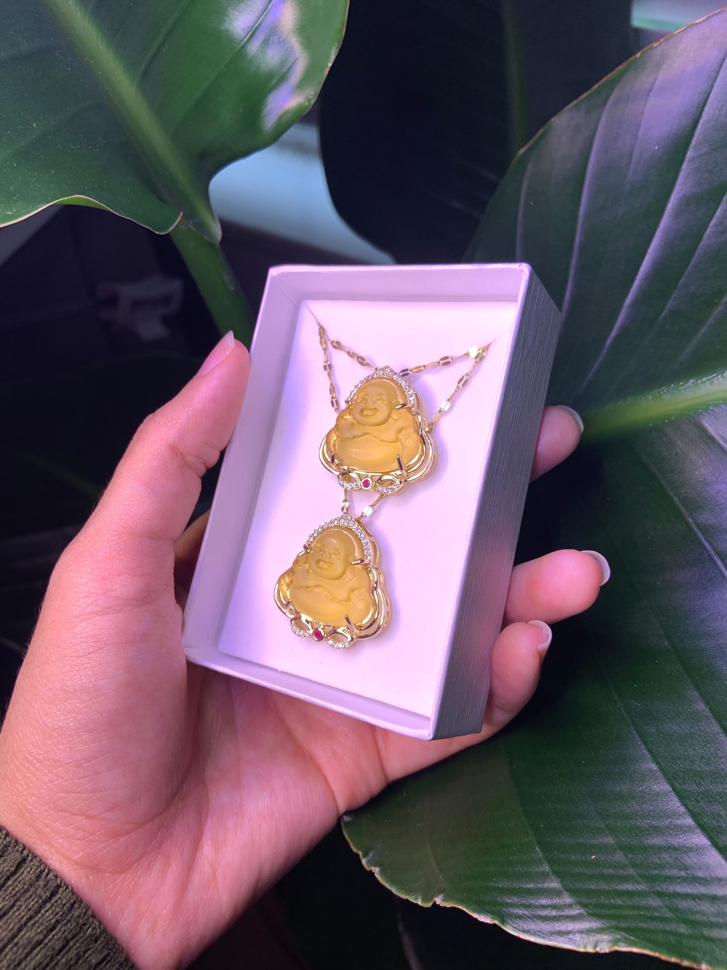 Golden Resin Buddha Necklace