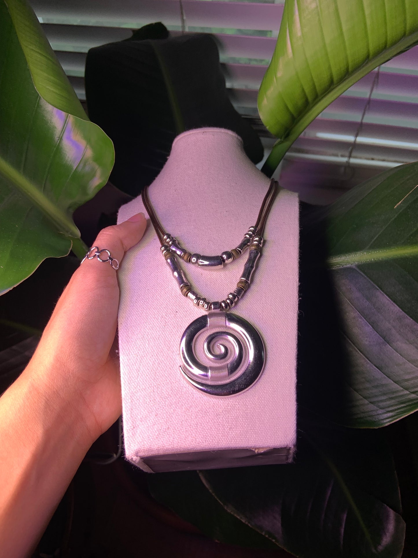 Beaded Metal Spiral Necklace