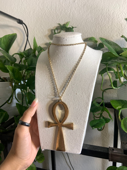 Large Golden Ankh necklace