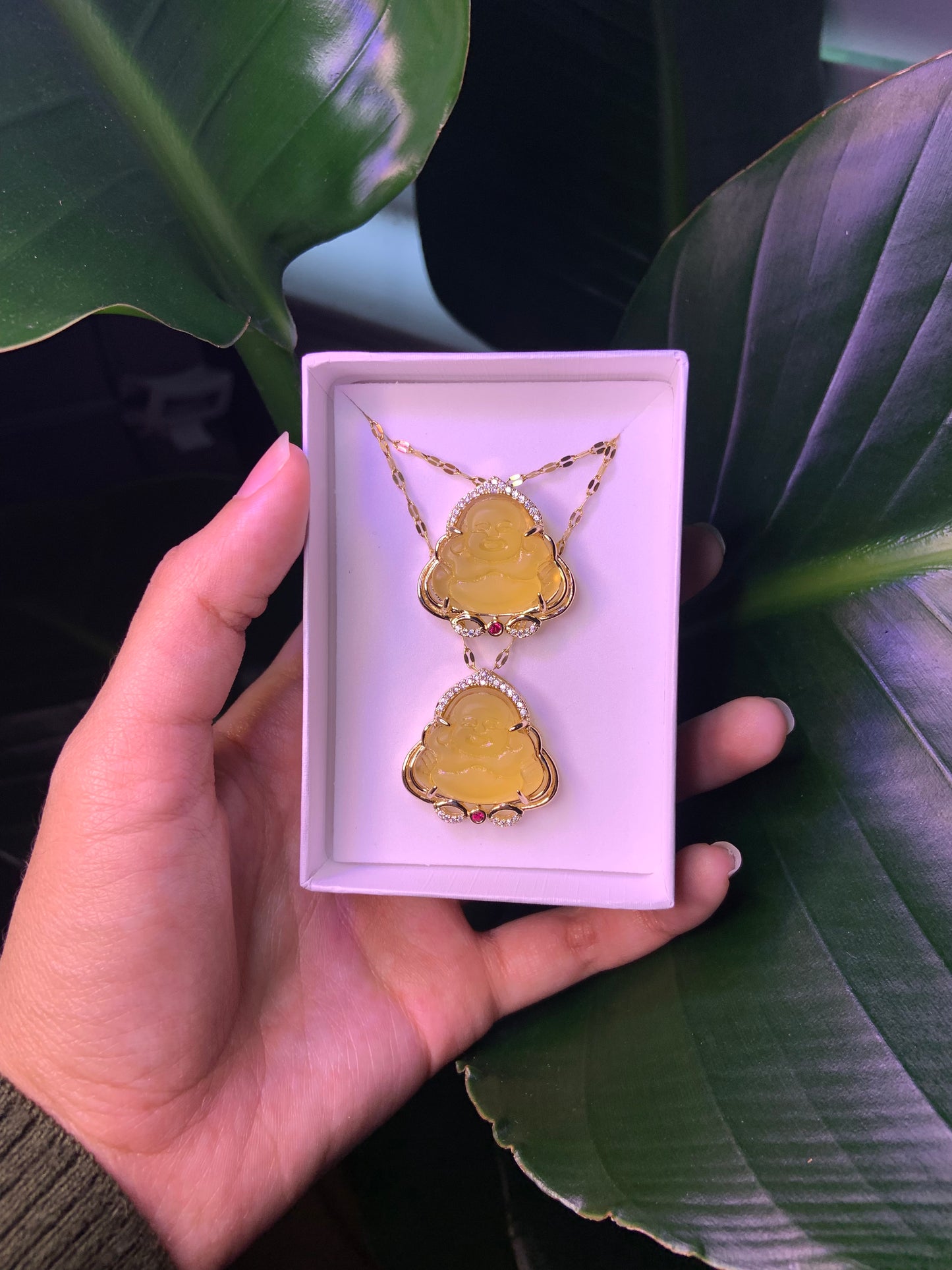 Golden Resin Buddha Necklace