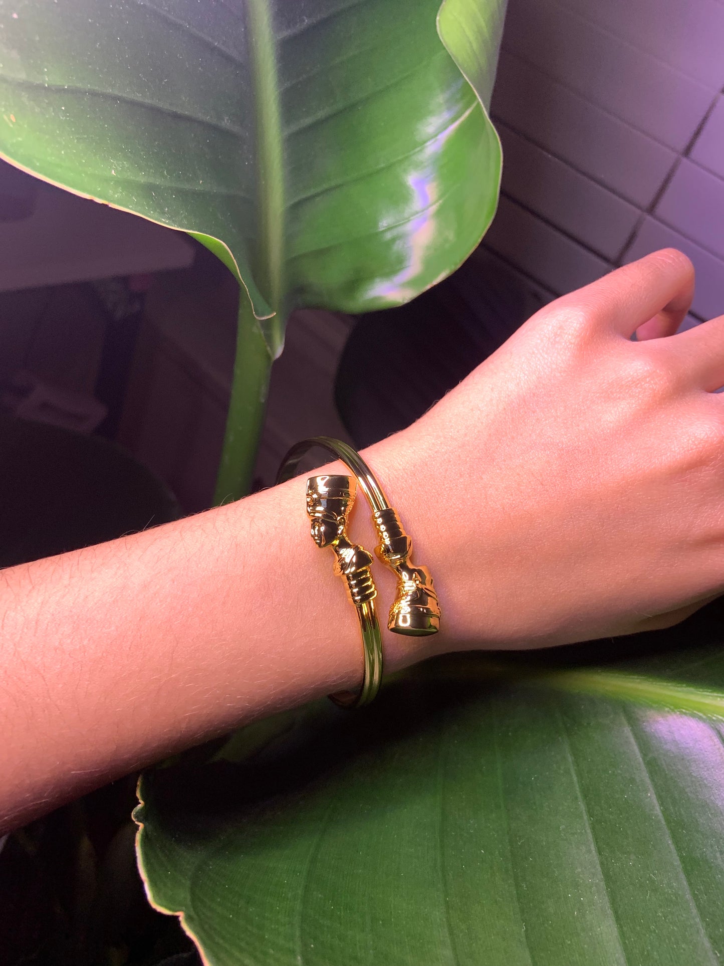 Nefertiti Gold Adjustable Bangle