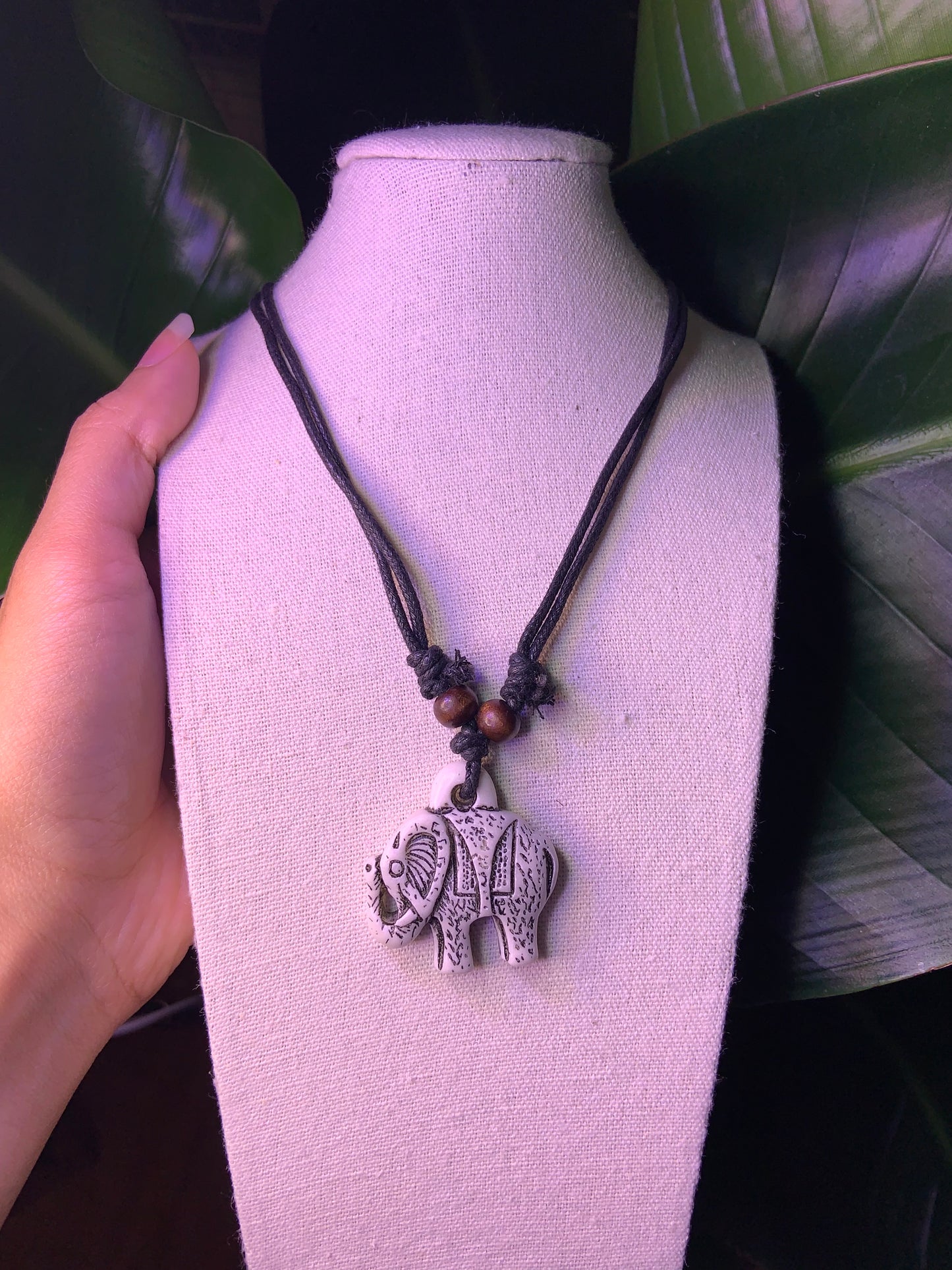 Carved Elephant Necklace