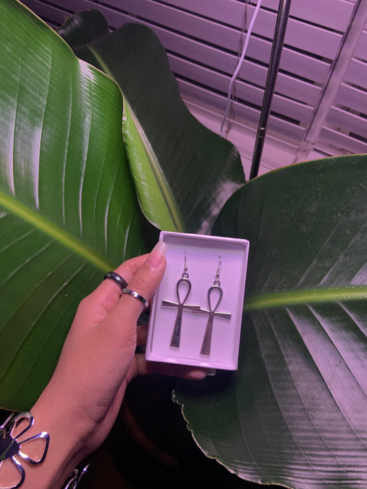 Silver Ankh Earrings