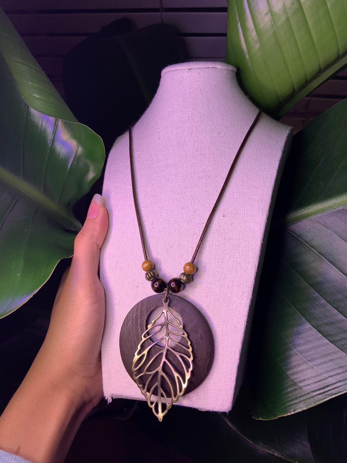 Wooden Leaf Pendant