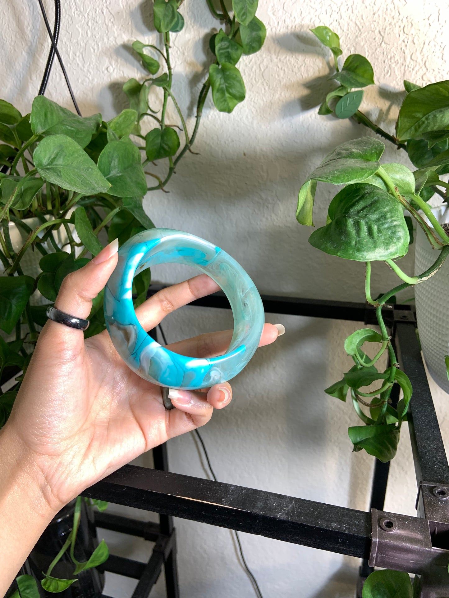 Marbleized ocean blue bangle