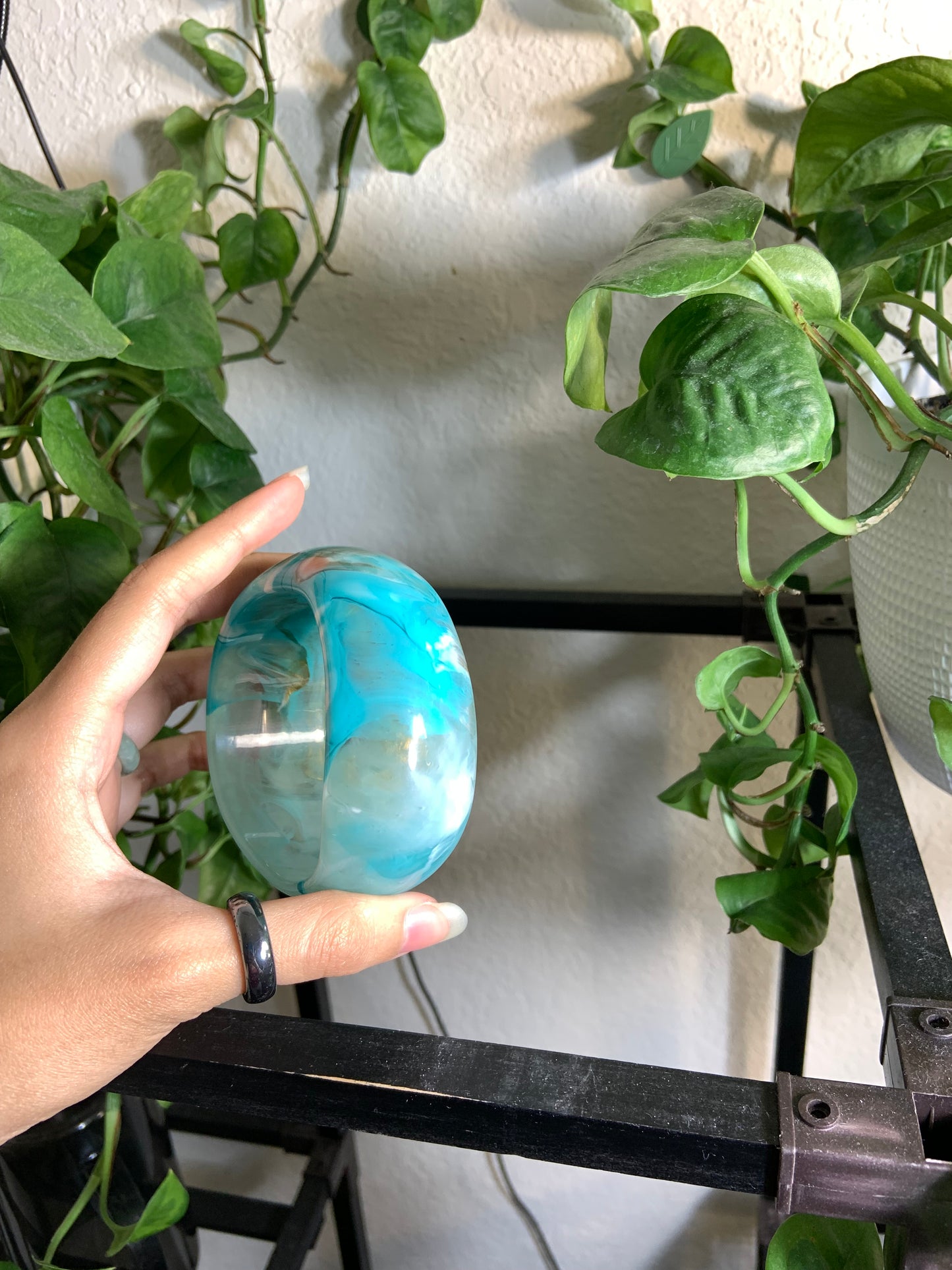 Marbleized ocean blue bangle