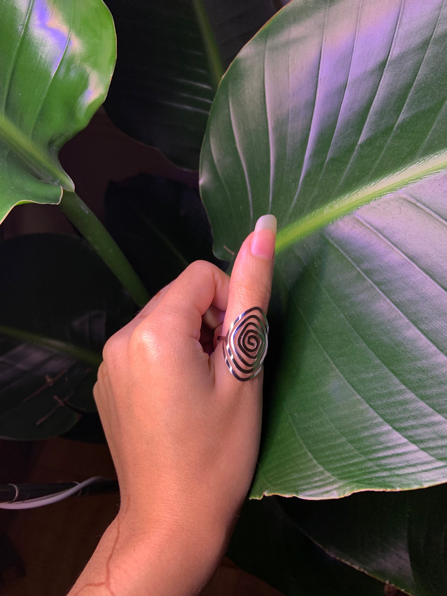 Large Silver Spiral Ring