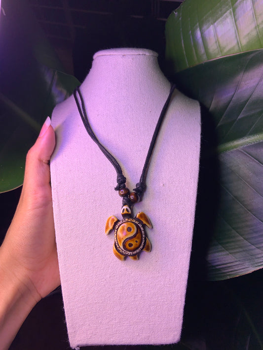 Yin and Yang Turtle Necklace