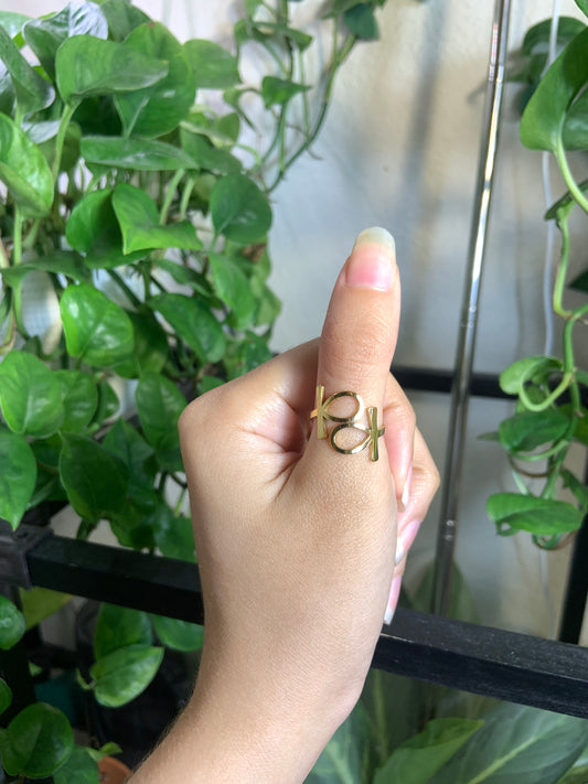 Dainty wrap around ankh ring