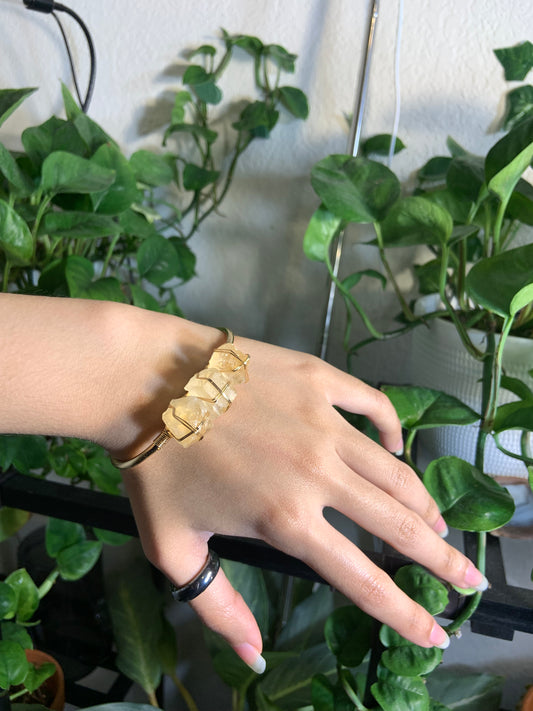 Raw wire wrapped citrine bracelet