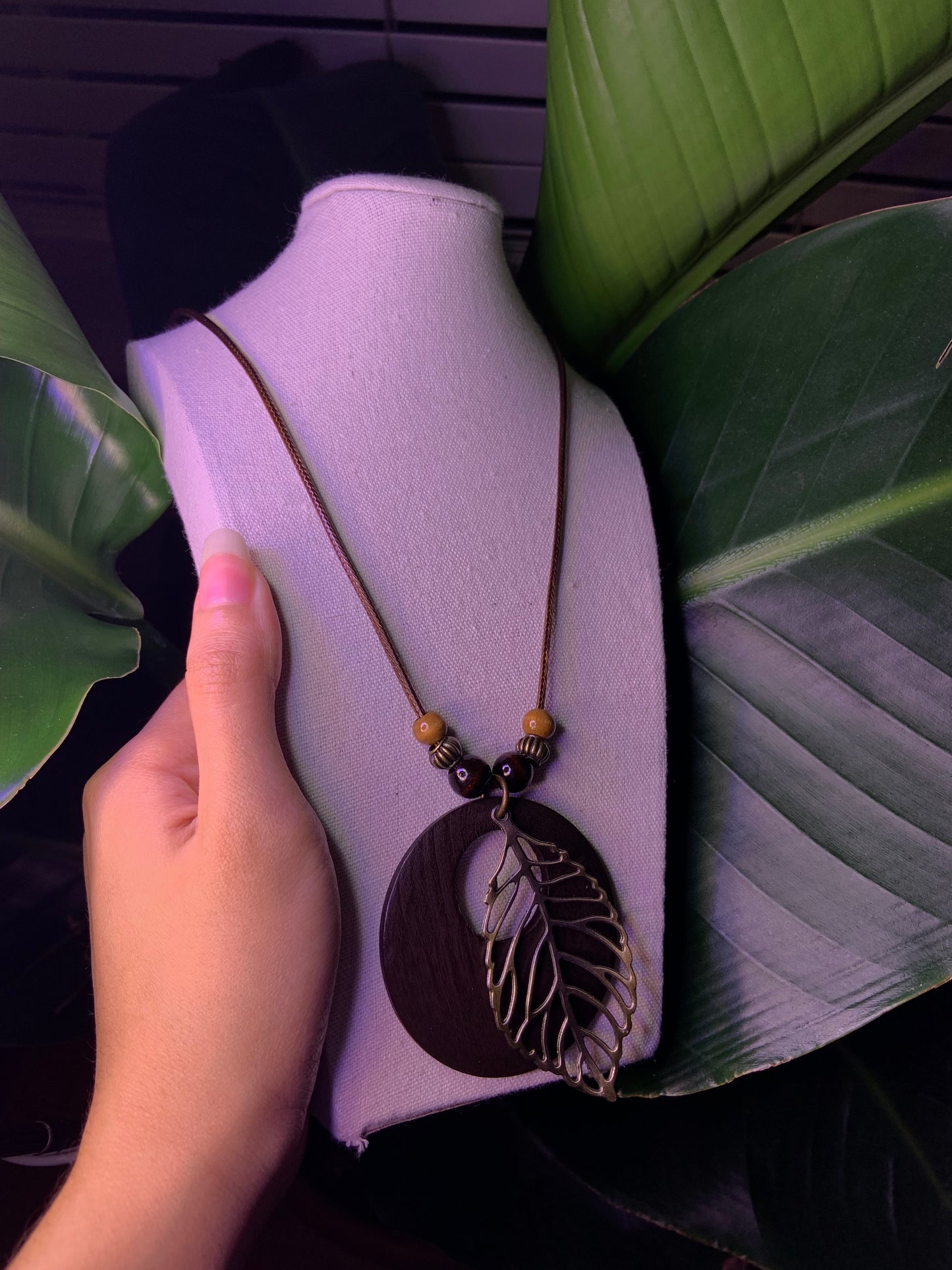 Wooden Leaf Pendant