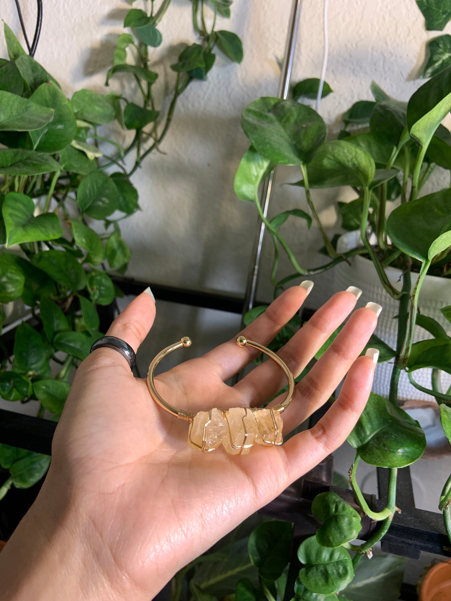 Raw wire wrapped citrine bracelet