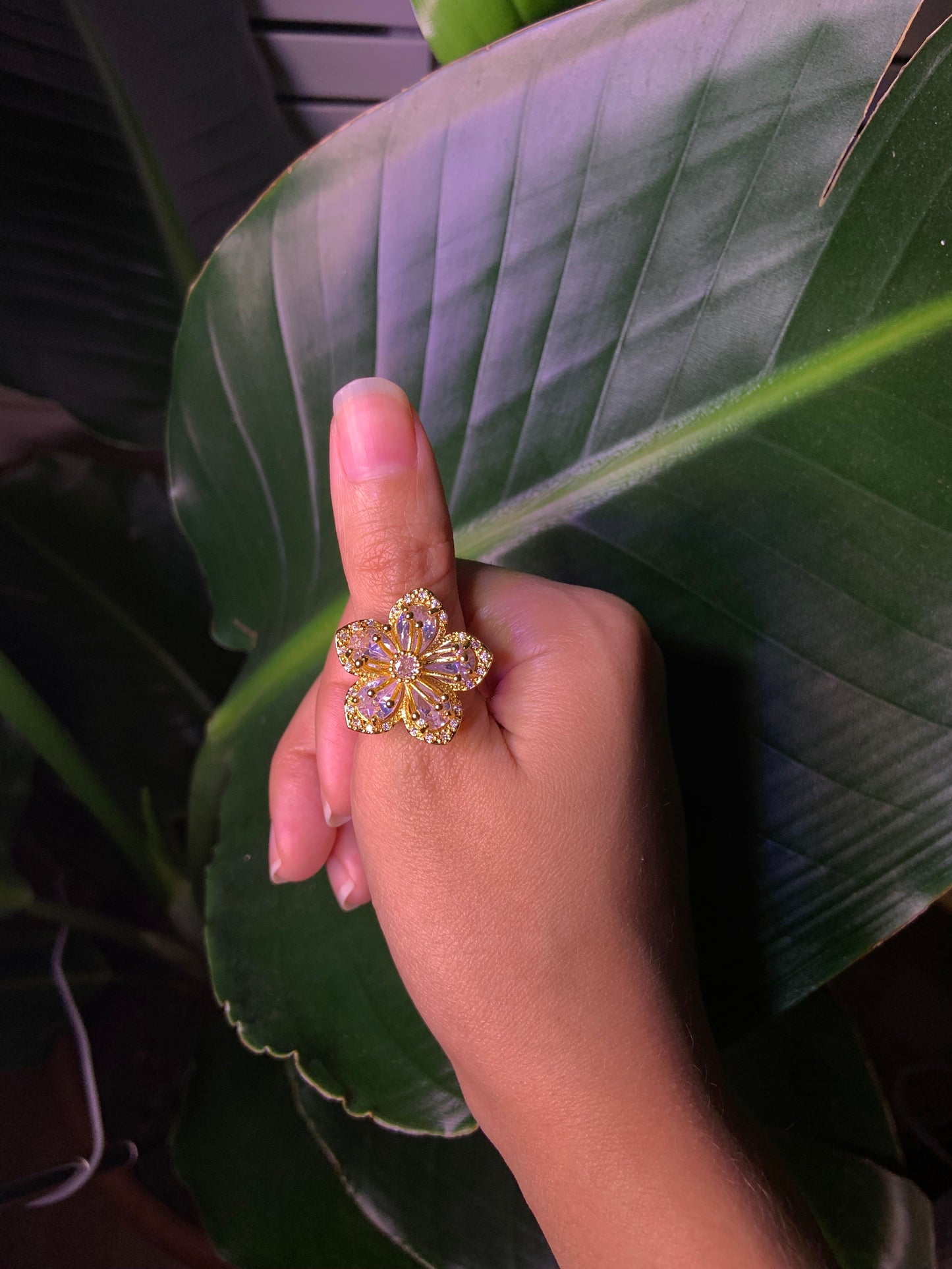 Large Gold Flower Ring