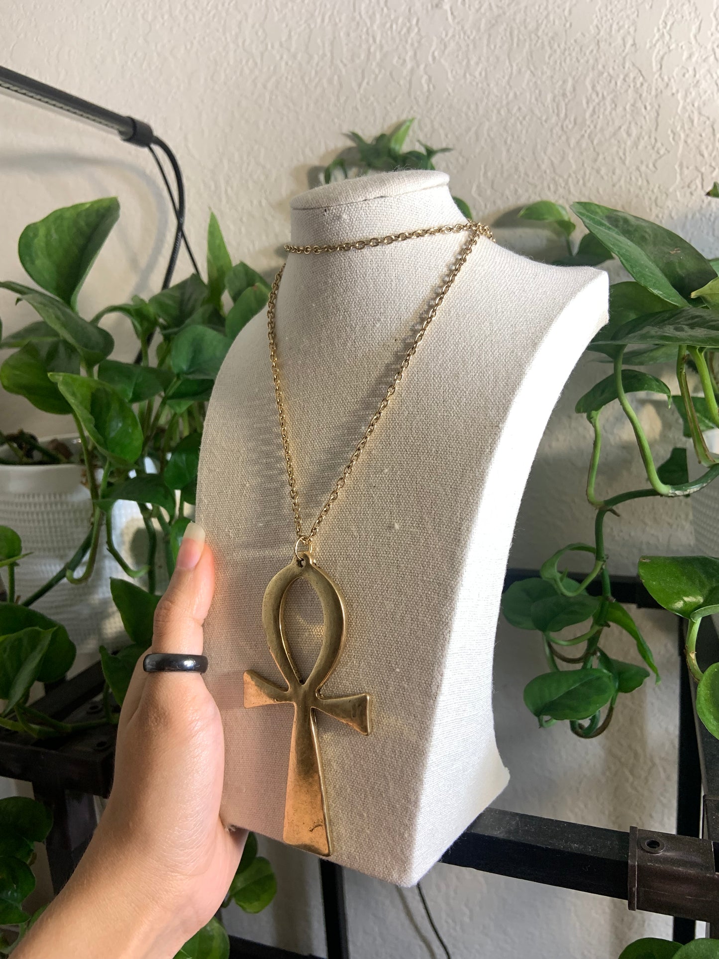 Large Golden Ankh necklace