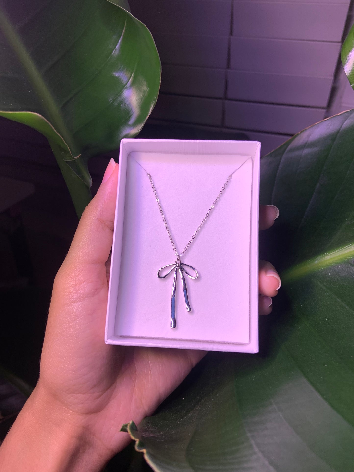 Silver Bow Necklace